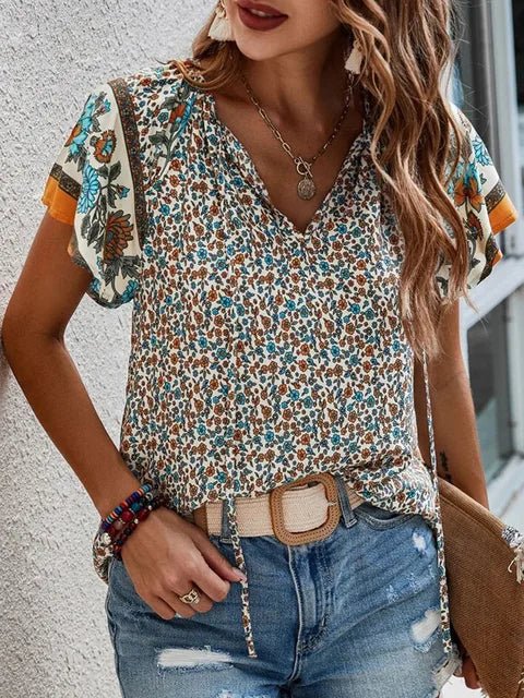 Boho Floral Tassel Blouse | Lightweight Fabric | Relaxed Fit