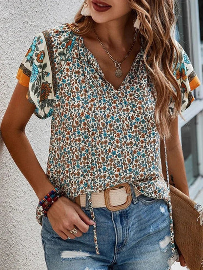 Boho Floral Tassel Blouse | Lightweight Fabric | Relaxed Fit
