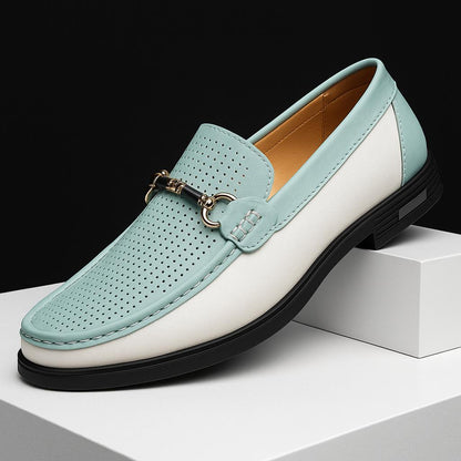 Men’s Two-Tone Moc Toe Loafers | Casual Slip-On | Contrast Detail Sole