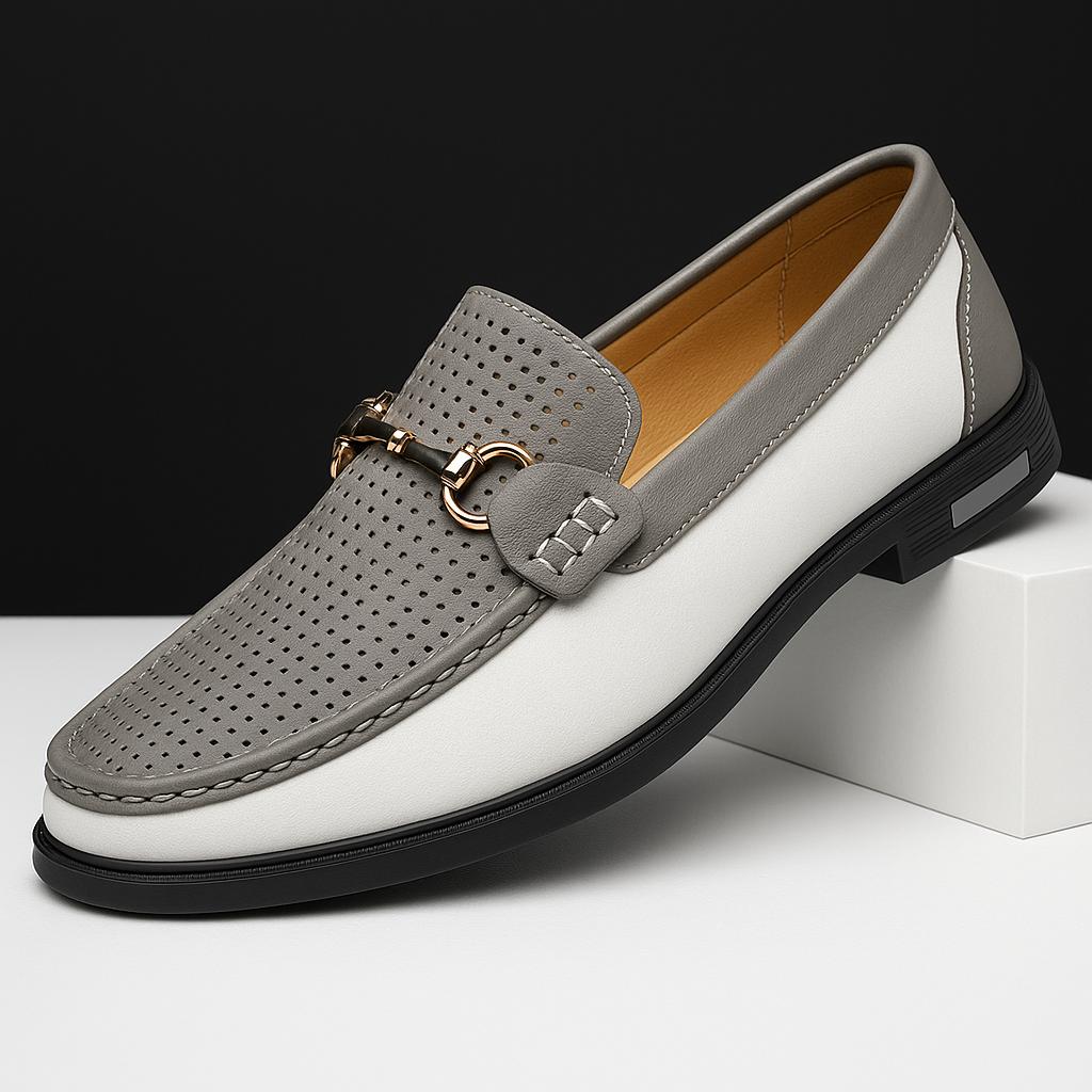 Men’s Two-Tone Moc Toe Loafers | Casual Slip-On | Contrast Detail Sole