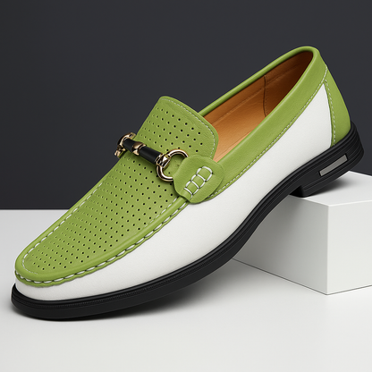 Men’s Two-Tone Moc Toe Loafers | Casual Slip-On | Contrast Detail Sole