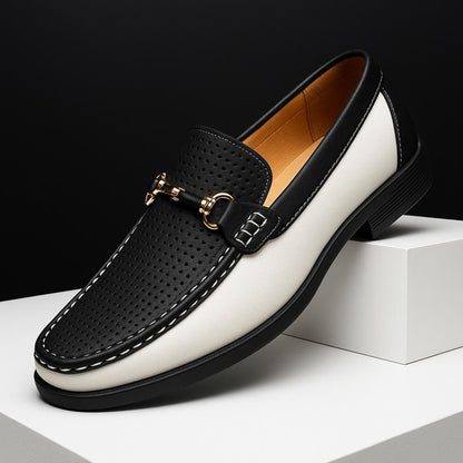 Men’s Two-Tone Moc Toe Loafers | Casual Slip-On | Contrast Detail Sole