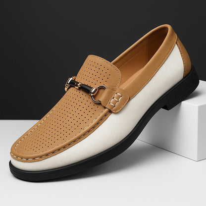Men’s Two-Tone Moc Toe Loafers | Casual Slip-On | Contrast Detail Sole