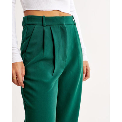 Wide-Leg Pleated Trousers | High-Rise Tailored Fit | Spring Workwear