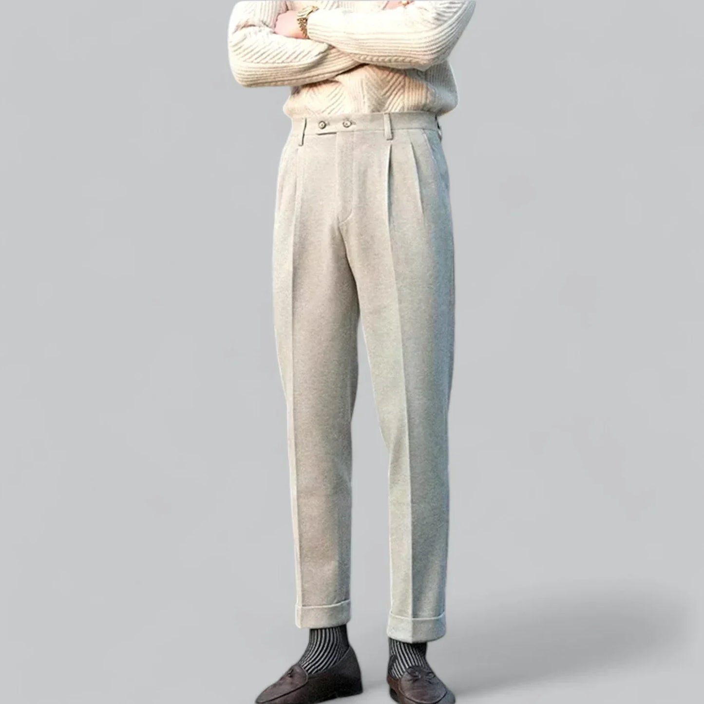 High-Waist Wool Blend Trousers | Men’s Tailored Pants