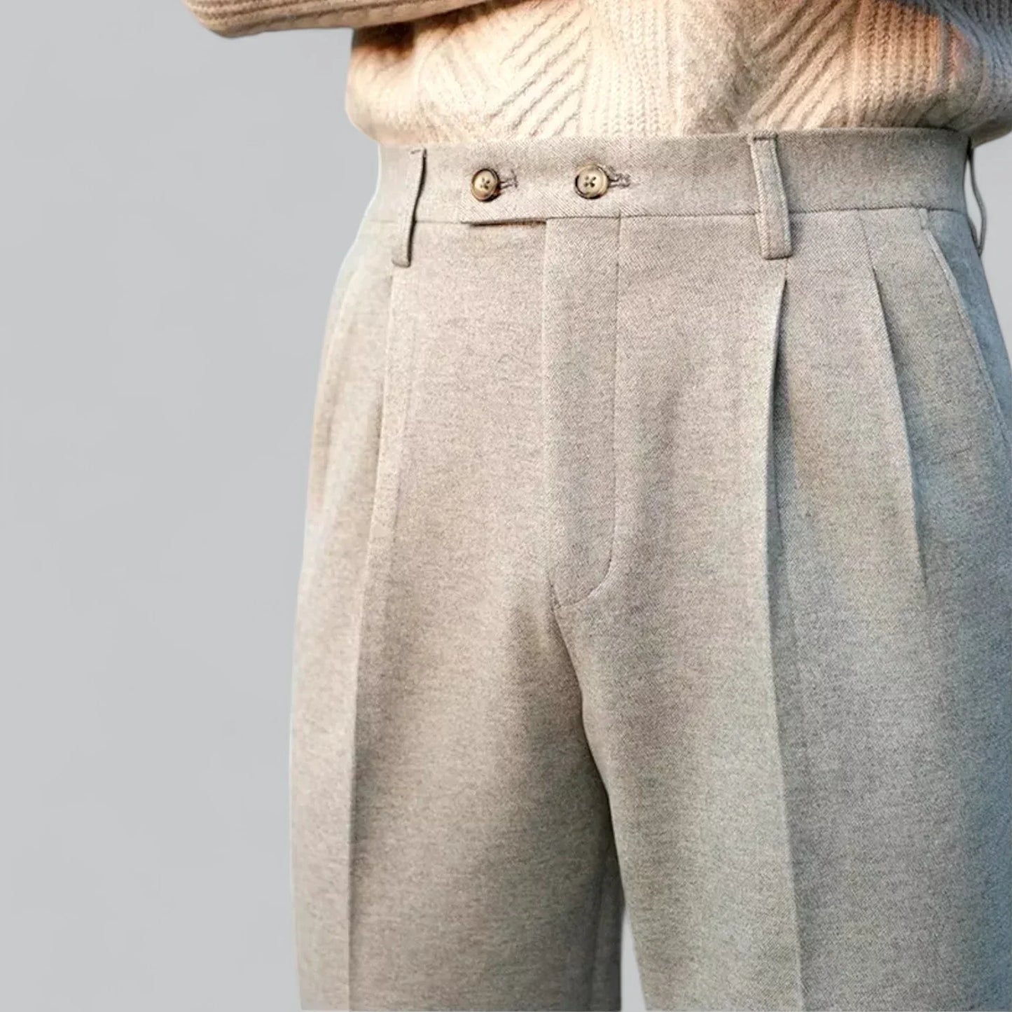 High-Waist Wool Blend Trousers | Men’s Tailored Pants