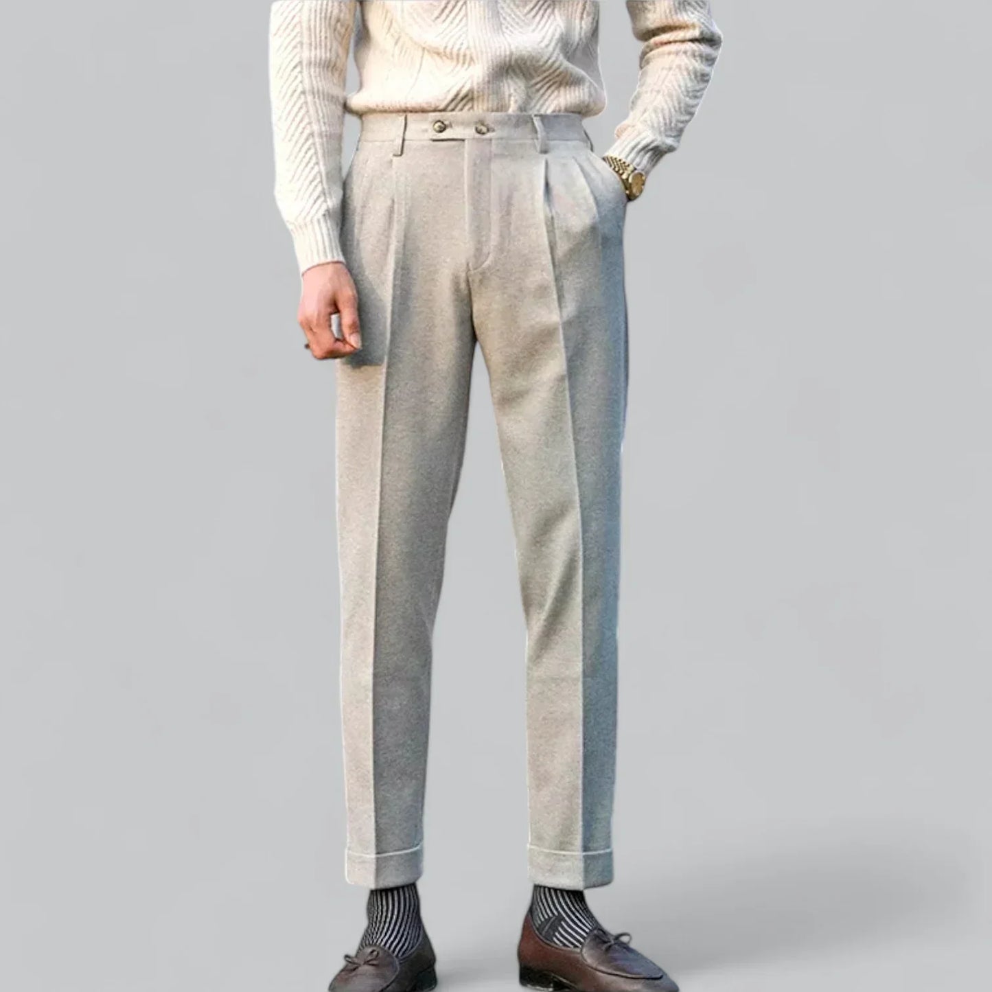 High-Waist Wool Blend Trousers | Men’s Tailored Pants