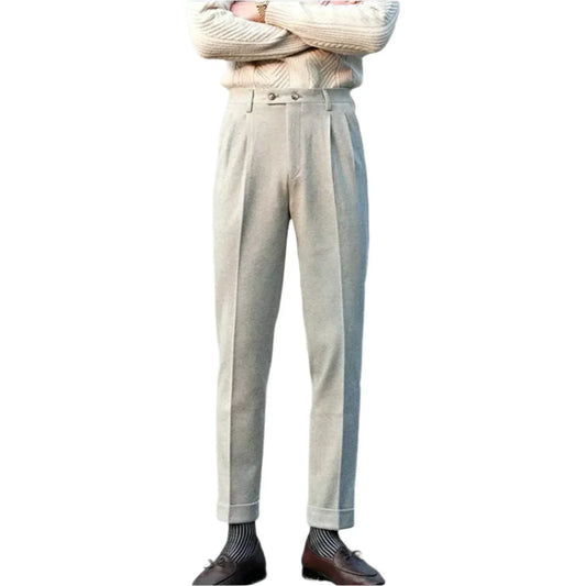 High-Waist Wool Blend Trousers | Men’s Tailored Pants