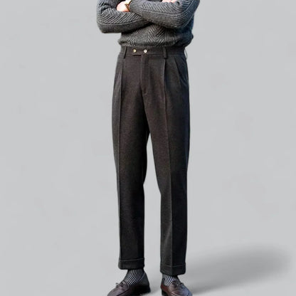 High-Waist Wool Blend Trousers | Men’s Tailored Pants