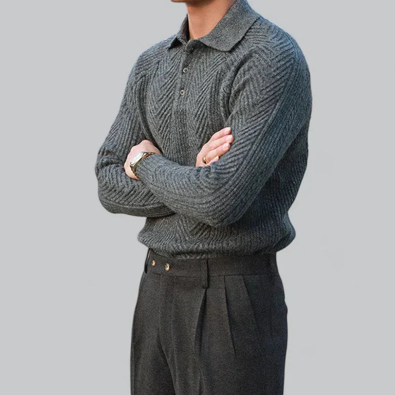 Men’s Quarter-Zip Cable Knit Sweater | Structured Wool Blend | Transitional Layer