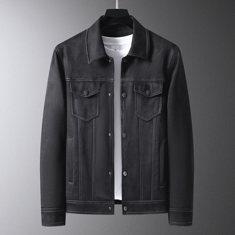 Men’s Suede Trucker Jacket | Classic Button-Up Outerwear for Transitional Weather