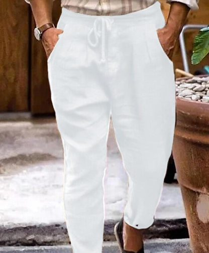 Linen Blend Jogger Pants | Lightweight Drawstring Trousers for Summer