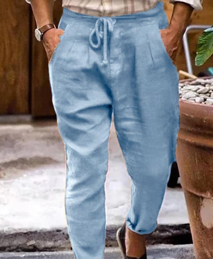 Linen Blend Jogger Pants | Lightweight Drawstring Trousers for Summer