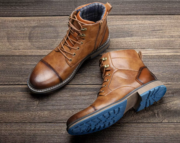 Men's Leather Ankle Boots | Classic Lace-Up Fall Footwear | Durable Casual Dress Boots Canada