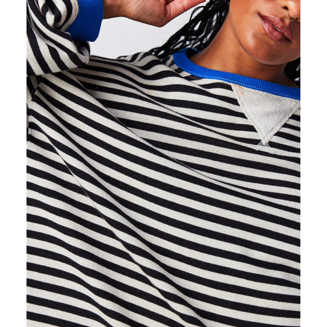 Striped Crewneck Sweatshirt | French Terry | Relaxed Fit Everyday Pullover