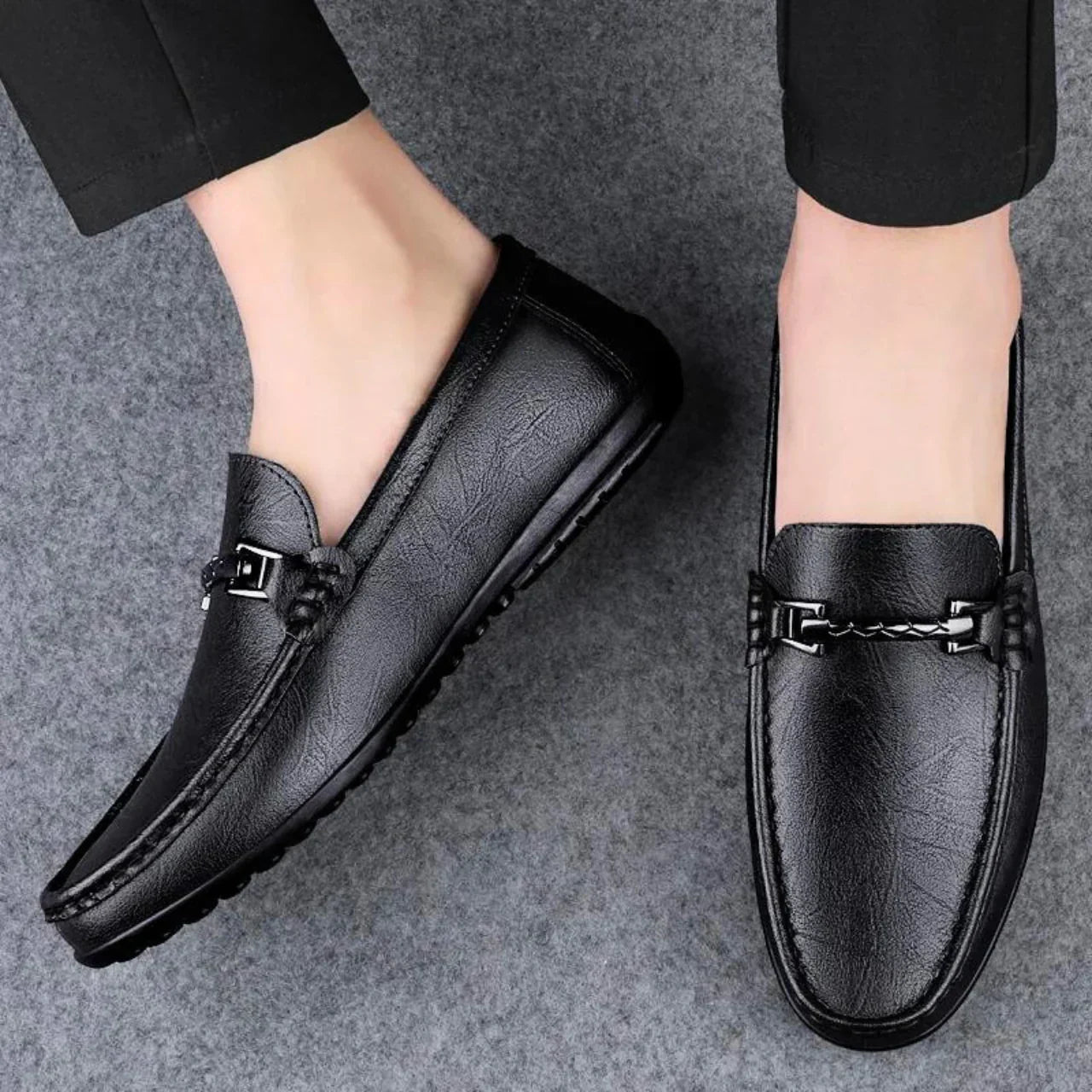 Men’s Classic Leather Loafers | Slip-On Dress Shoes | Casual Office Style