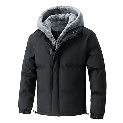Men's Winter Puffer Jacket | Fleece-Lined Hooded Coat for Cold Weather