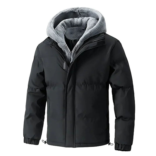 Men's Winter Puffer Jacket | Fleece-Lined Hooded Coat for Cold Weather