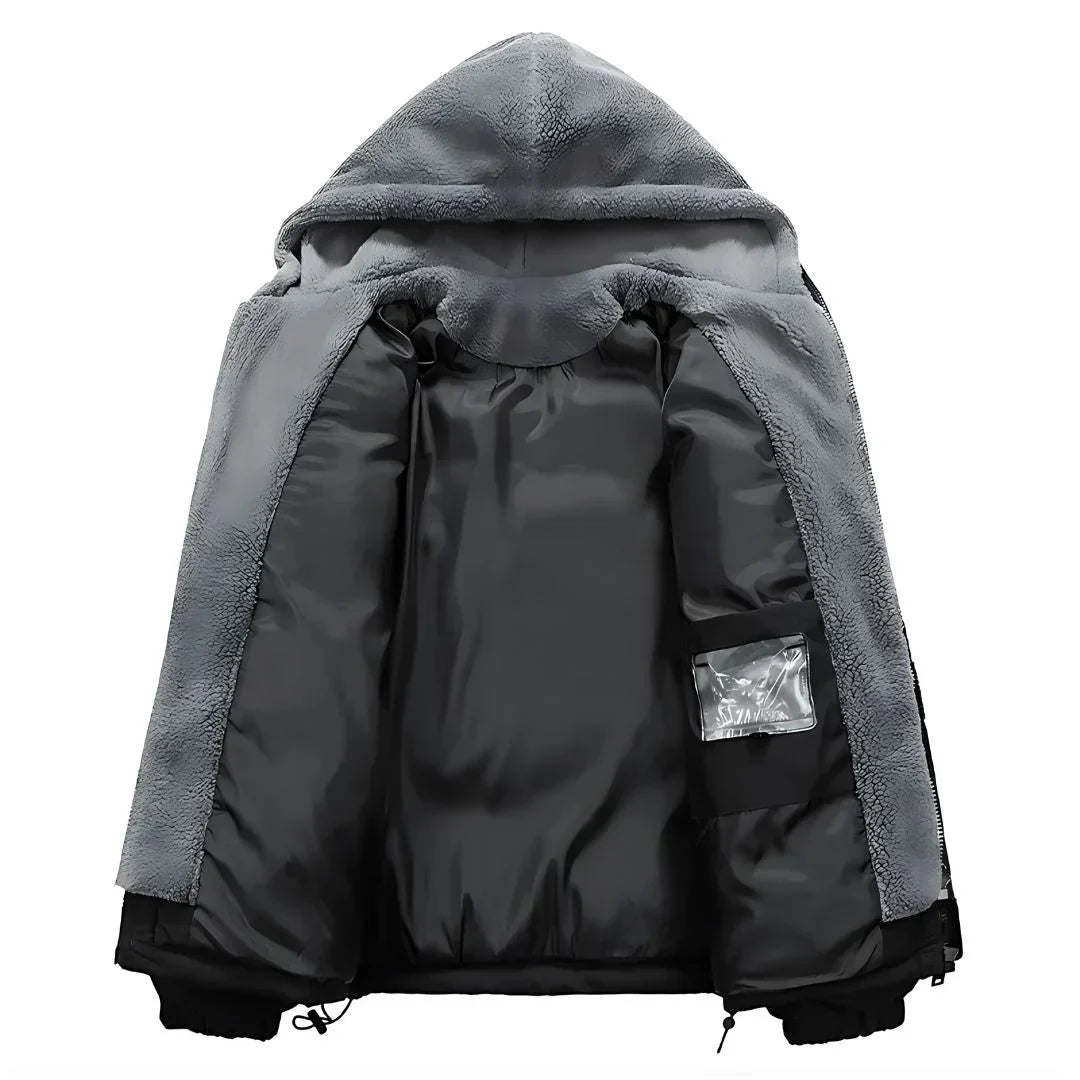 Men's Winter Puffer Jacket | Fleece-Lined Hooded Coat for Cold Weather