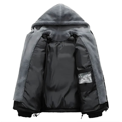 Men's Winter Puffer Jacket | Fleece-Lined Hooded Coat for Cold Weather