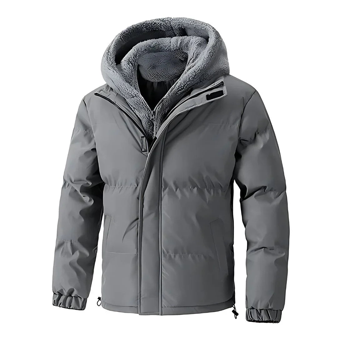 Men's Winter Puffer Jacket | Fleece-Lined Hooded Coat for Cold Weather