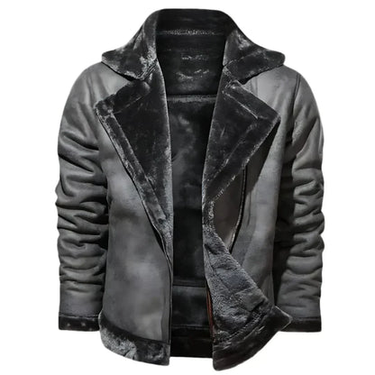 Men’s Shearling-Lined Faux Leather Jacket | Warm Winter Streetwear Coat