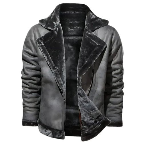 Men’s Shearling-Lined Faux Leather Jacket | Warm Winter Streetwear Coat
