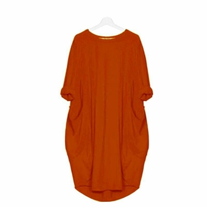 Relaxed Batwing T-Shirt Dress | Soft Cotton Blend | Side Pockets