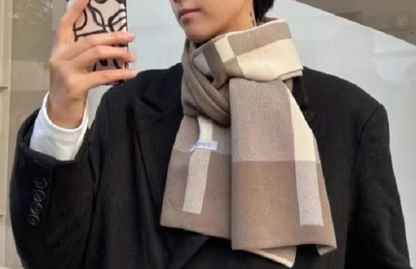 Men’s Striped Knit Scarf | Soft Acrylic Blend | Winter Accessory Essential