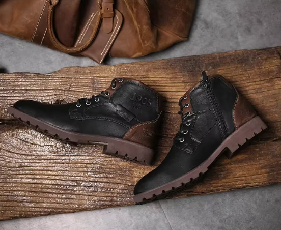 Men's Leather Lace-Up Boots | Rugged Sole | Classic Ankle Height