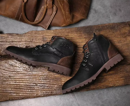 Men's Leather Lace-Up Boots | Rugged Sole | Classic Ankle Height