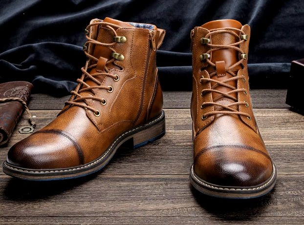 Men's Leather Ankle Boots | Classic Lace-Up Fall Footwear | Durable Casual Dress Boots Canada