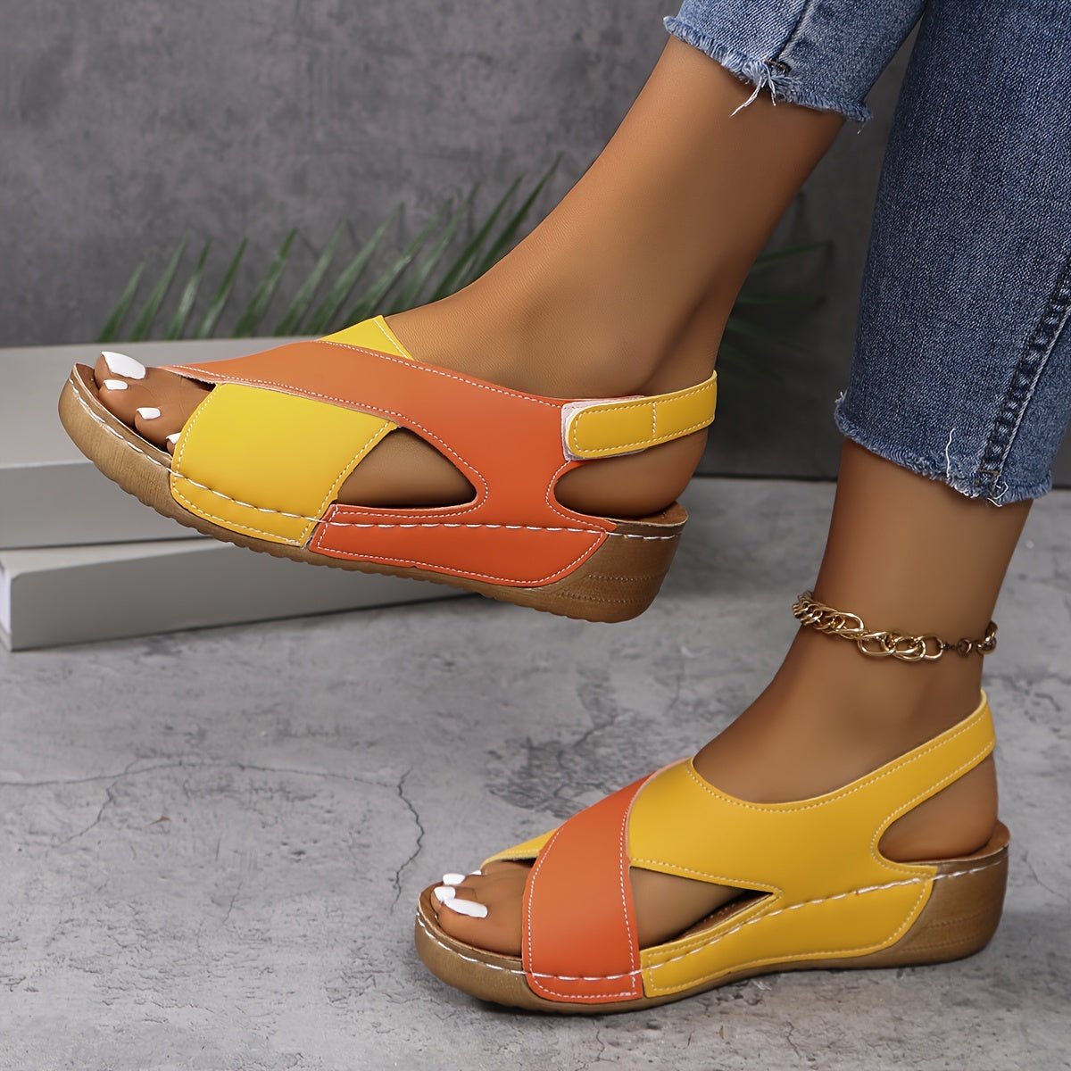 Two-Tone Comfort Sandals | Cushioned Sole | Adjustable Fit