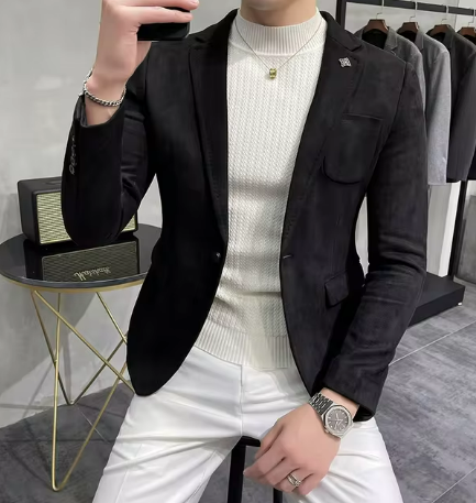 Men's Casual Blazer Jacket | Slim Fit Knit | Smart Stretch Layer