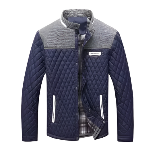 Men’s Quilted Stand Collar Jacket | Sherpa Trim & Plaid Lining | Midweight Fall Outerwear