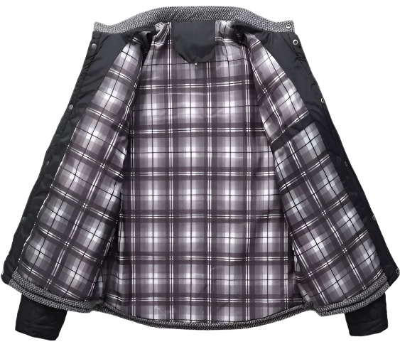 Men’s Quilted Stand Collar Jacket | Sherpa Trim & Plaid Lining | Midweight Fall Outerwear
