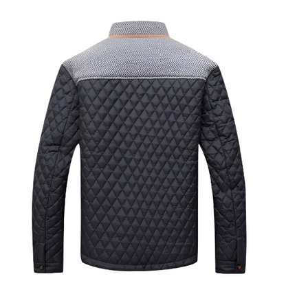 Men’s Quilted Stand Collar Jacket | Sherpa Trim & Plaid Lining | Midweight Fall Outerwear