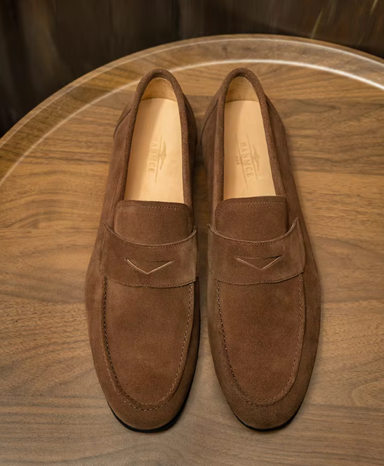 Men’s Suede Penny Loafers | Classic Slip-On Dress Shoes | Soft Comfort Sole