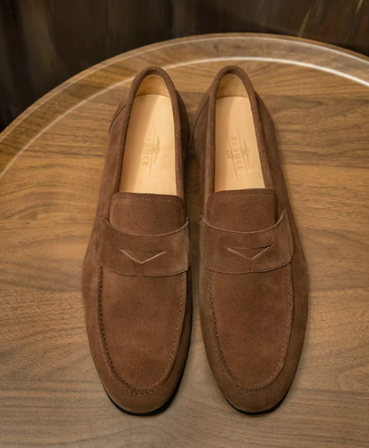 Men’s Suede Penny Loafers | Classic Slip-On Dress Shoes | Soft Comfort Sole