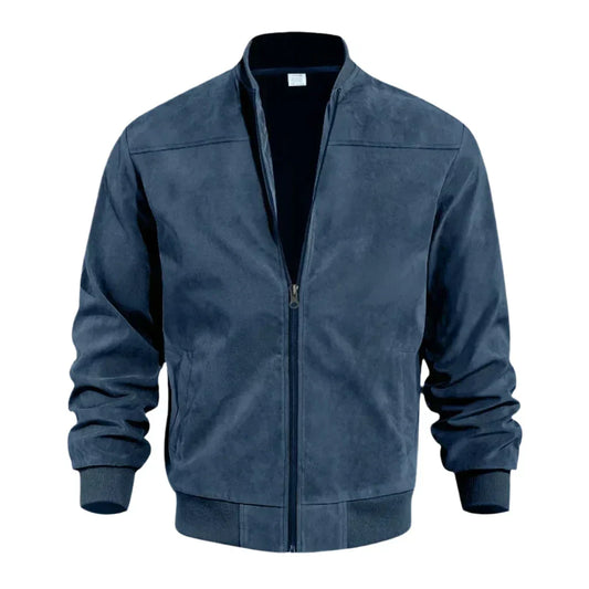 Men’s Faux Suede Bomber Jacket | Zip-Up Front | Lightweight Modern Fit