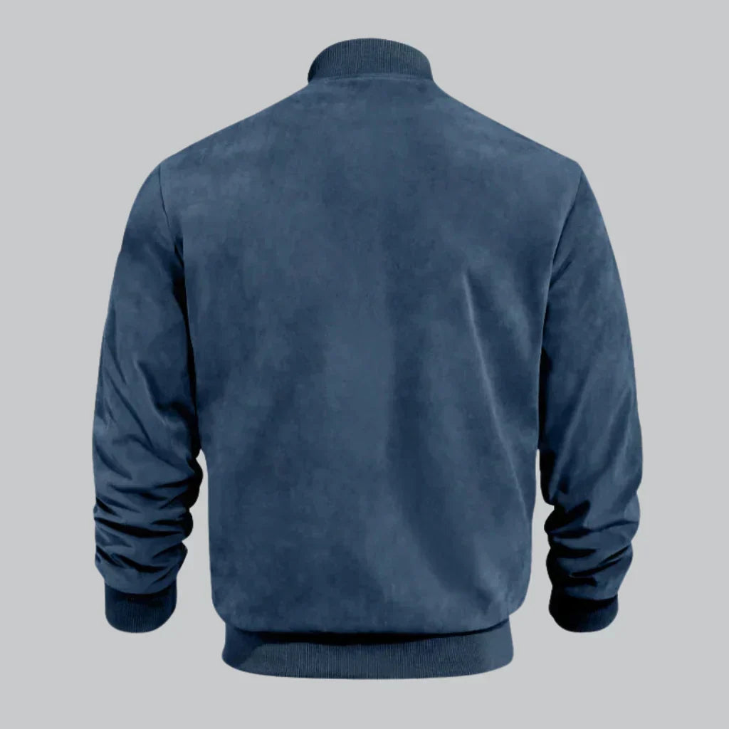 Men’s Faux Suede Bomber Jacket | Zip-Up Front | Lightweight Modern Fit
