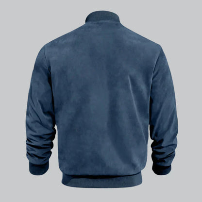 Men’s Faux Suede Bomber Jacket | Zip-Up Front | Lightweight Modern Fit