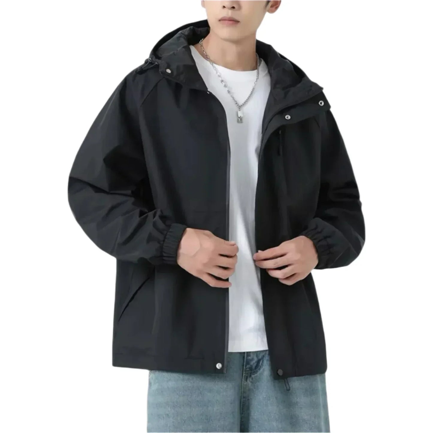 Men’s Lightweight Windbreaker Jacket | Hooded Zip-Up | Spring/Fall Outer Layer
