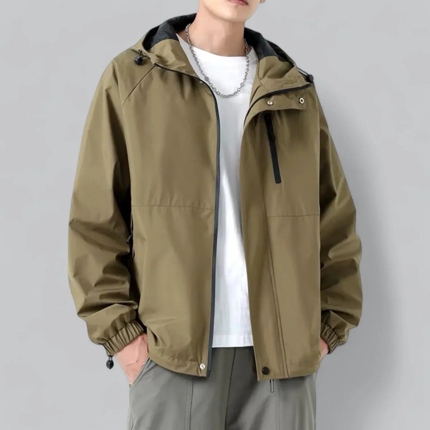 Men’s Lightweight Windbreaker Jacket | Hooded Zip-Up | Spring/Fall Outer Layer