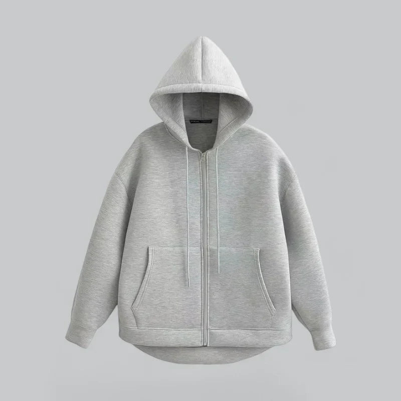 Men’s Oversized Zip Hoodie | Minimalist Full-Zip Fleece | Casual Streetwear Essential