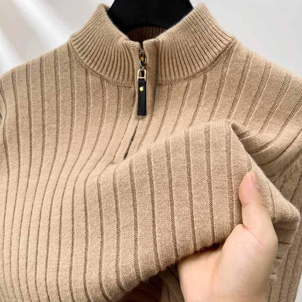 Men’s Ribbed Quarter-Zip Sweater | Lightweight Knit Pullover | Transitional Layer