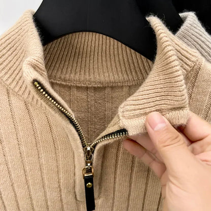 Men’s Ribbed Quarter-Zip Sweater | Lightweight Knit Pullover | Transitional Layer