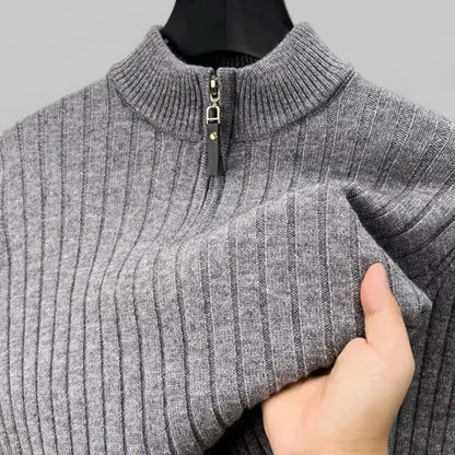 Men’s Ribbed Quarter-Zip Sweater | Lightweight Knit Pullover | Transitional Layer