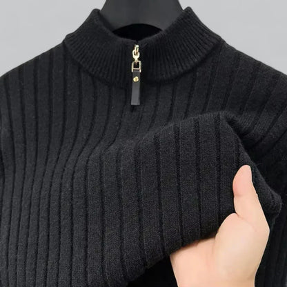 Men’s Ribbed Quarter-Zip Sweater | Lightweight Knit Pullover | Transitional Layer