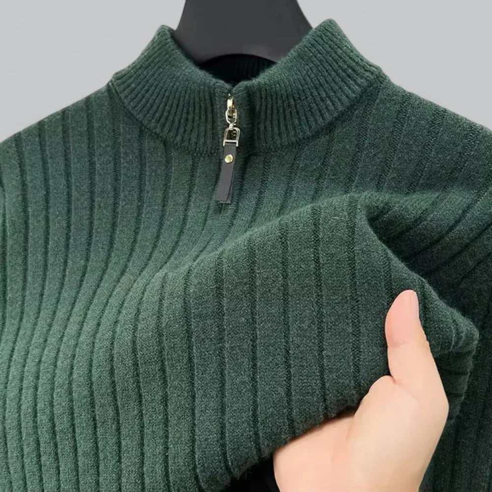 Men’s Ribbed Quarter-Zip Sweater | Lightweight Knit Pullover | Transitional Layer